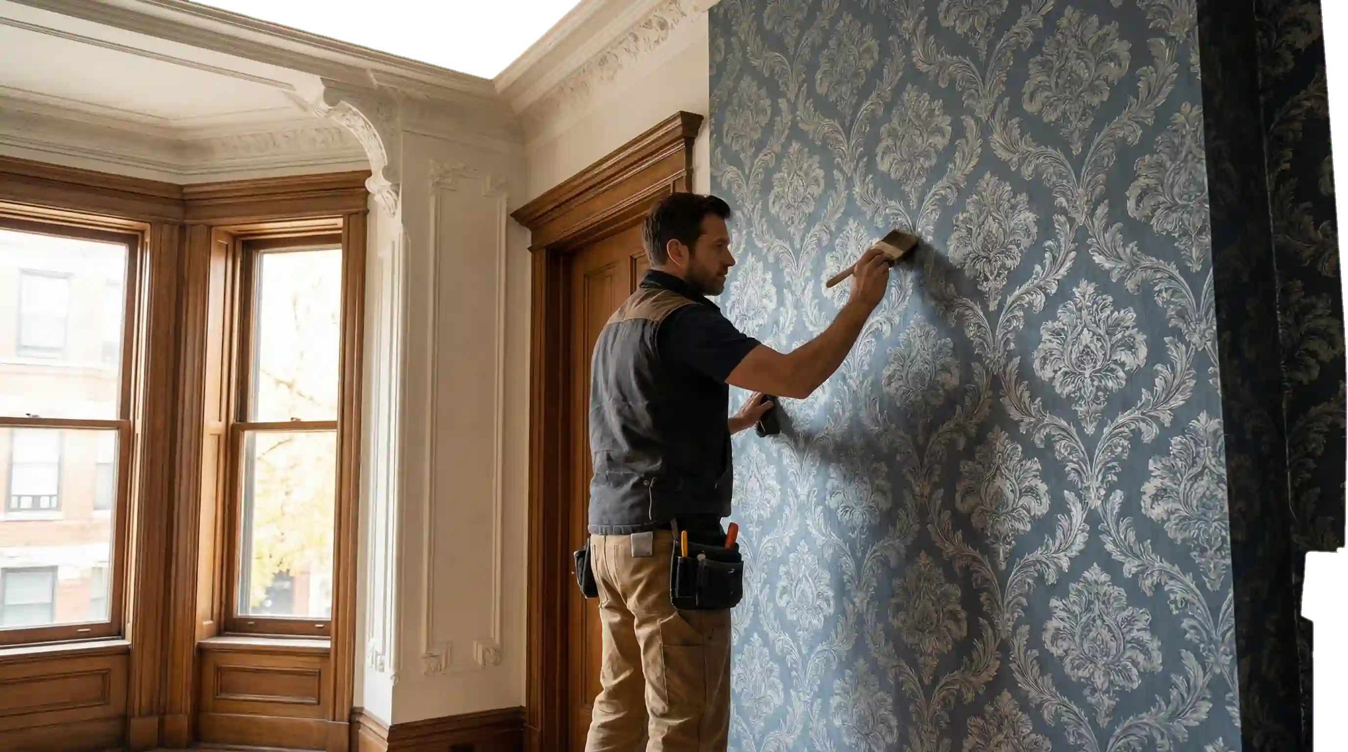 Commercial wallpaper installation in Houston office