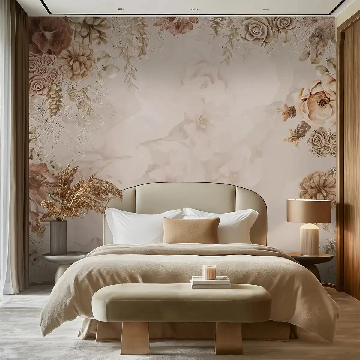 Period-appropriate textured wallcovering in historic Houston home